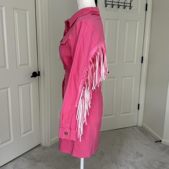 Cloud Ten Pink Denim Fringe Dress - Picture 4 of 11